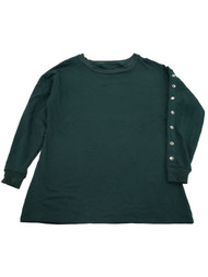Womens Hunter Green Studded Sleeve Sweatshirt Winter Shirt Top Sweater