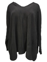 Womens Plus Black V Neck Button Sleeve Winter Shirt Top Sweater 1X