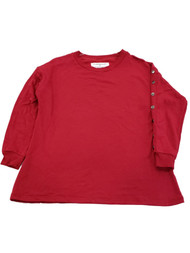 Womens Crimson Red Studded Sleeve Sweatshirt Winter Shirt Top Sweater