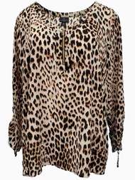 Womens Plus Leopard Animal Print Zip Front Lightweight Shell Flowy Top Shirt