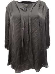 Womens Plus Black Tie Neck Lightweight Shell Tee T-Shirt Top