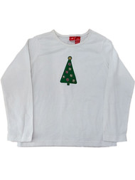 Girls White Snowflake Christmas Tree Long Sleeve T-Shirt Holiday Tee Shirt