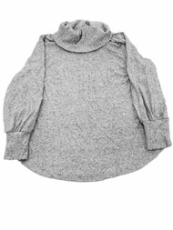 Womens Plus Grey Cowl Neck Soft Fuzzy Feel Long Sleeve Winter Sweater