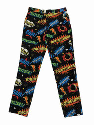 Mens Black Boom PowBadaboom Fighting Comic Book Signs Slacks Dress Pants