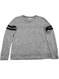 Womens Grey Black Stripes Long Sleeve Sweatshirt T-Shirt Shirt Top M