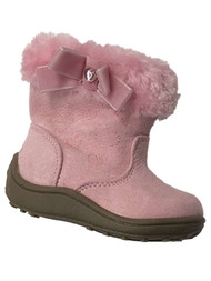 Toddler Girls Plush Pink Heart & Rhinestone Faux Fur Boots Baby Shoes