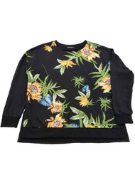 Womens Black Floral Flower Lillies Long Sleeve T-Shirt Tee Shirt Sweatshirt