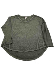 Womens Plus Dark Forest Green Long Ribbed Sleeve T-Shirt Tee Shirt Top 1X
