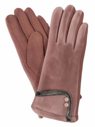 Womens Dusty Rose Pink Velvet Stretch Fit Text & Tech Touchscreen Gloves