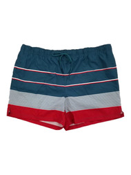 Mens Red White Blue Striped Stars Appear Wet Board Shorts Swim Trunks