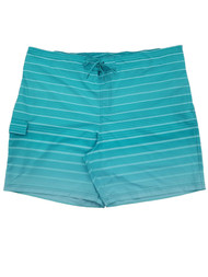 Mens Blue Turquoise Striped Board Shorts Swim Trunks 3X-Large