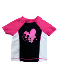 Joe Boxer Girls Pink & Black Surf Rash Guard Swimming Suit Bathing Suit Top
