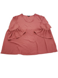 Womens Plus Rusty Rose Ruffled Sleeve Shell T-Shirt Tee Shirt Top 3X