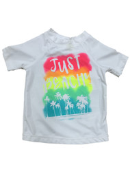 Joe Boxer Girls White Just Beachy Rash Guard Swimming Suit Bathing Suit Top