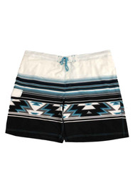 Mens Black Teal Blue Beige Aztec Santa Fe Board Shorts Swim Trunks 3X-Large