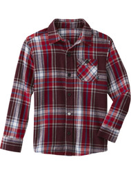 Boys Red & Blue Plaid Long Sleeve Button Down Shirt Button Front Shirt