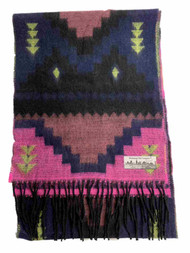 Womens Pink Multi Color Aztec Print Soft Scarf Wrap Shawl Fringe