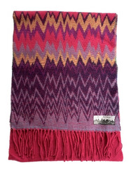 Womens Pink & Purple Chevron Print Soft Scarf Wrap Shawl Fringe Multi Color