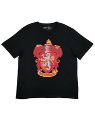 Harry Potter Mens Black Gryffindor Crest Crew Neck Tee Short Sleeve T-Shirt L