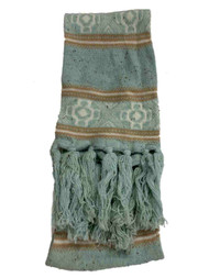 Womens Aqua & Tan Speckle Fringe Scarf