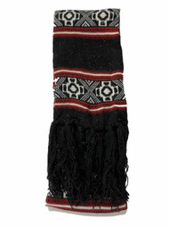 Womens Black Red & White Knit Speckle Scarf Fringe
