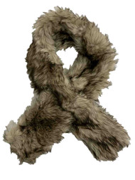 Womens Black & Tan Coyote Pull Through Faux Fur Scarf Muffler