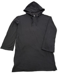 Womens Junior Black Extra Long Hoodie Hooded T-Shirt Tee Shirt Sweatshirt Top