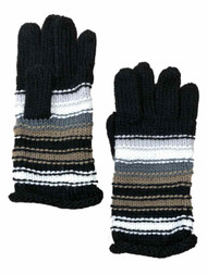 Madden Girl Womens Black Gray & Tan Stripe Knit Gloves