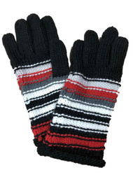 Madden Girl Womens Black & Red Stripe Knit Gloves