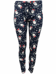 Junior Womens Blue Hoho Santa Claus Christmas Holiday Leggings Pants