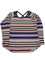 Womens Pink Blue Black Beige Stripe Long Sleeve Shirt Top Lightweight Sweater