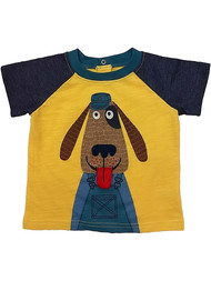 Infant & Toddler Boys Yellow Farm Dog Tee Shirt Licking Puppy T-Shirt