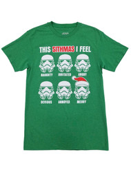 Star Wars Mens Green This Sithmas I Feel Stormtrooper Christmas T-Shirt