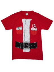 Mens Red Santa Claus Costume Graphic Tee Christmas Holiday T-Shirt