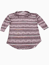 Womens Plus Pink and Black Stripe Print Cowl Neck Shirt Top Blouse 1X