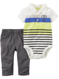 Carters Infant Boys White Ahoy Mate SS Cutie Anchor Bodysuit & Pants Outfit NB
