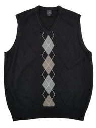 Dockers Mens Black Soft Acrylic V-Neck Cable Knit Argyle Sweater Vest XL