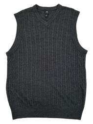 Dockers Mens Storm Marl Gray Soft Acrylic V-Neck Cable Knit Sweater Vest