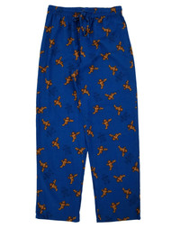 Mens Blue Gingerbread Man Christmas Flannel Sleep Pants Pajama Bottoms