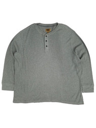 Mens Gray Thermal Long Sleeve Henley Shirt Apparel XXL