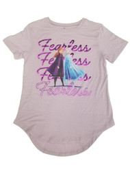 Disney Frozen Junior Womens Purple Fearless Together Elsa & Anna T-Shirt