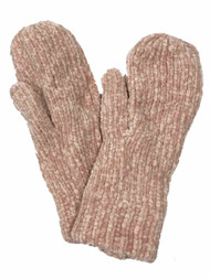 Womens Peach Chenille Mittens Fleece Lined