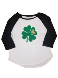 Junior Womens White & Black Shamrock St Patricks Day Tee Shirt T-Shirt XL