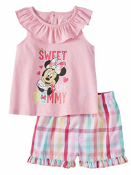 Disney Infant Girls Minnie Mouse Sweet Like Mommy Ruffle Top & Shorts Set