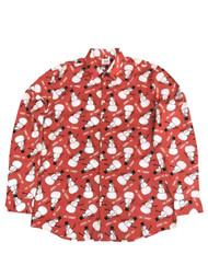 Mens Red Snowman Oh Snap Branch Long Sleeve Button Down Dress Shirt