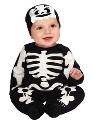 Infant Boys Lil Skeleton Black 2pc Halloween Costume Jumper & Headpiece