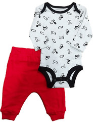 Infant Boys White Superhero Bear Bodysuit Creeper & Pants Outfit Set Newborn