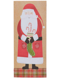 Brown Glitter Santa Claus Stocking & Candycane Holiday Christmas Cards