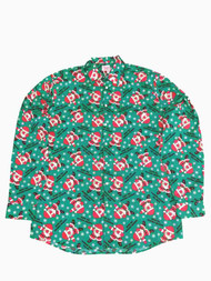 Mens Green Santa Claus Dabbing Dab Dance Christmas Long Sleeve Button Shirt