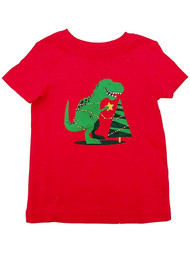 Infant Boys Red T-Rex Dinosaur Holiday Christmas Tee Shirt T-Shirt 18m